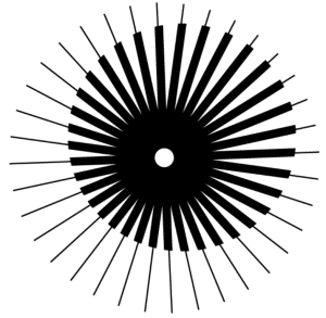 Logo di Open Call 100DONNE, rappresentazione stilizzata con forme radiali.