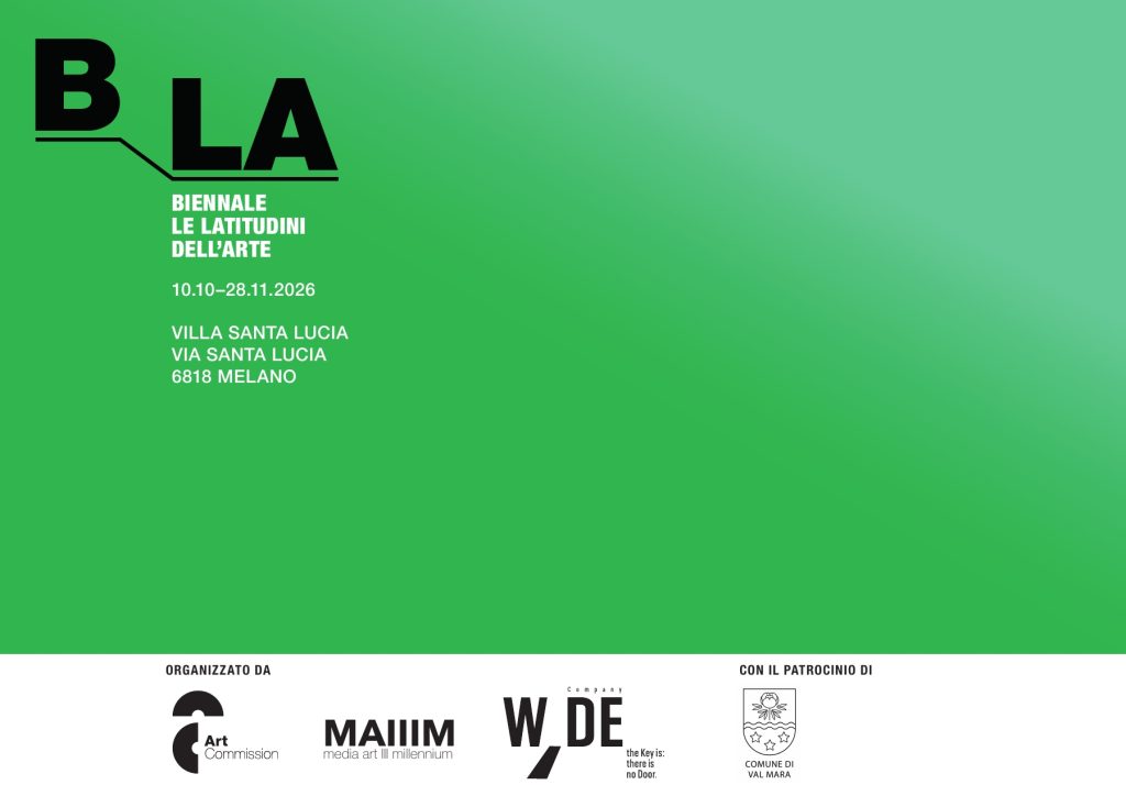 Locandina della Biennale Le Latitudini dell’Arte, dal 10 ottobre al 28 novembre 2026 a Villa Santa Lucia, Melano.